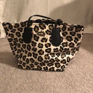 Large leopard print Coach bag.
